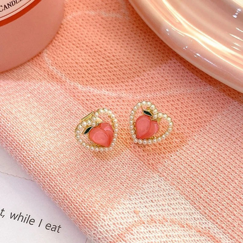 Mini Peach Clip on Earrings