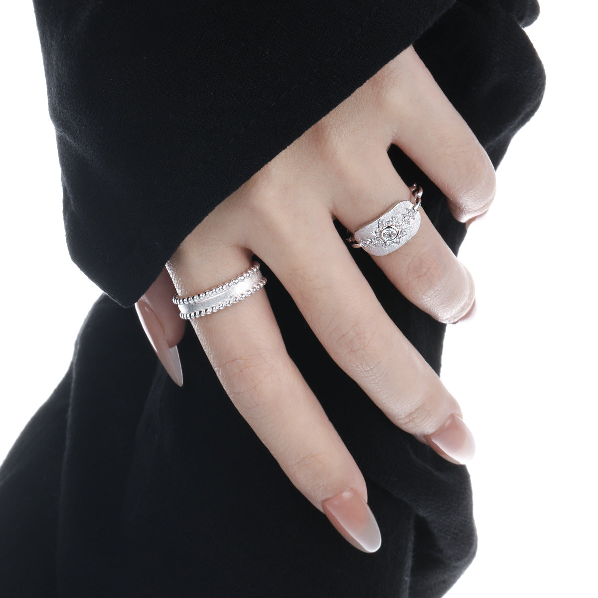 Beautiful CZ Sunflowers 925 Sterling Silver Adjustable Ring