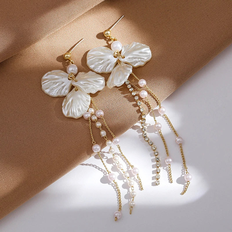 Pearl Flower Clip on Earrings