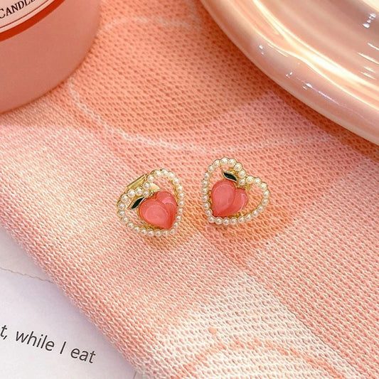 Mini Peach Clip on Earrings