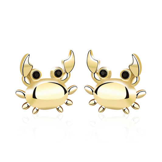 Cute Animal CZ Crab 925 Sterling Silver Stud Earrings