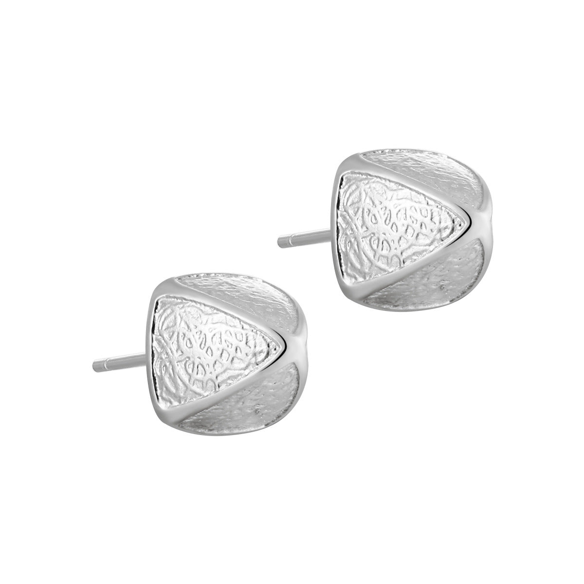 Geometry Irregular Triangular Pyramid 925 Sterling Silver Stud Earrings