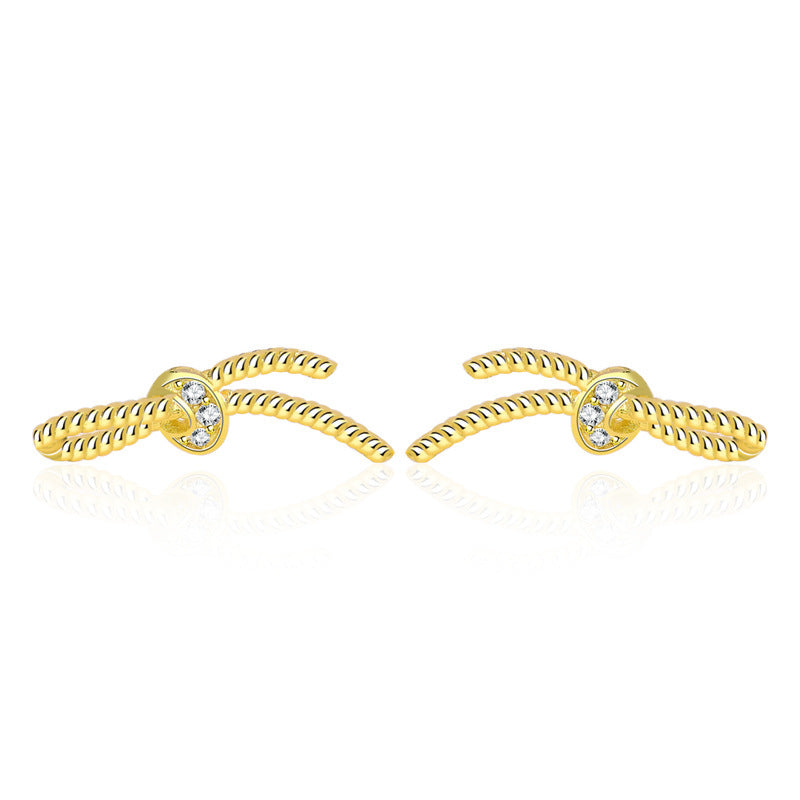 Sweet Mini CZ Bow Knot 925 Sterling Silver Stud Earrings