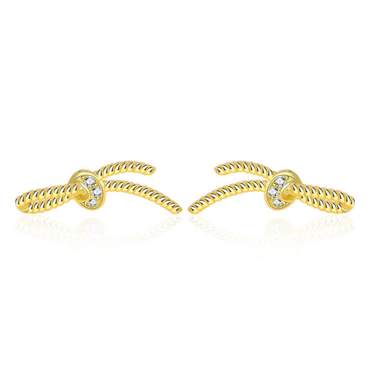 Sweet Mini CZ Bow Knot 925 Sterling Silver Stud Earrings