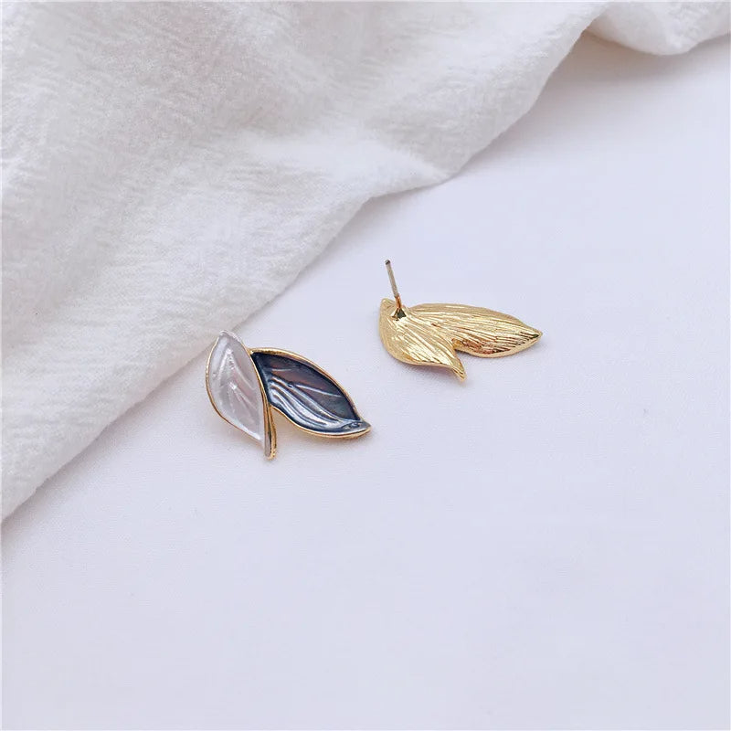 Sweet Grey Leaf Clip on Earrings
